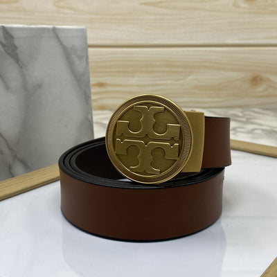 Vintage Round Buckle Belt With Leather Strap-UniqueandClassy