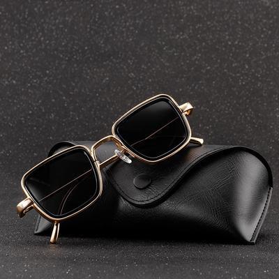 Stylish Square Black And Gold Retro Sunglasses For Men And Women-Unique and Classy