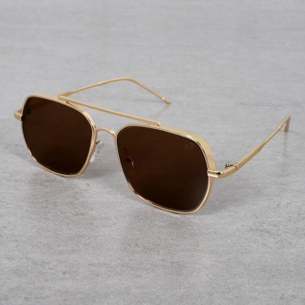 Classic Square Gold-Brown Sunglasses For Men And Women-Unique and Classy