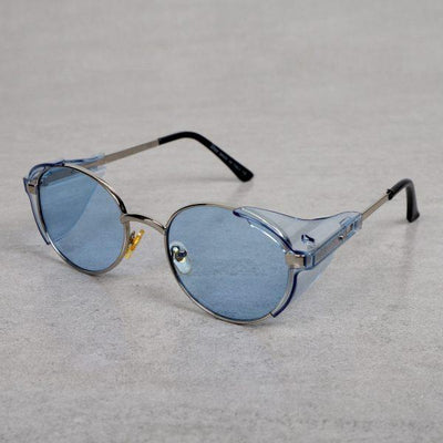 Vintage Round Side Cap Blue Candy Sunglasses For Men And Women-Unique and Classy