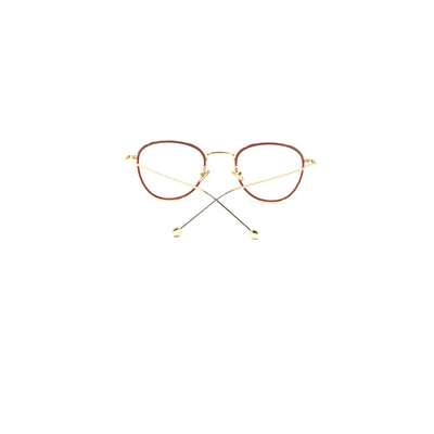 Oval Round Red Gold Frame Eyewear