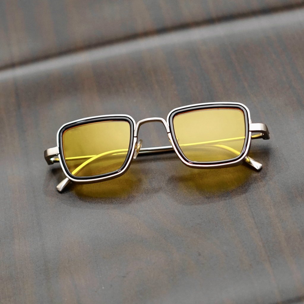 Retro Square Gold Yellow Sunglasses For Men And Women-Unique and Classy