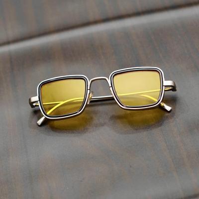 Yellow And Gold Retro Square Sunglasses  For Men And Women-Unique and Classy
