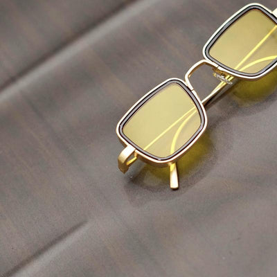 Yellow And Gold Retro Square Sunglasses  For Men And Women-Unique and Classy