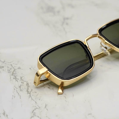 Green And Gold Retro Square Sunglasses  For Men And Women-Unique and Classy