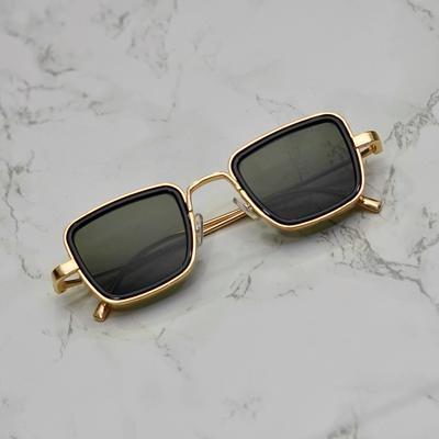 Green And Gold Retro Square Sunglasses  For Men And Women-Unique and Classy