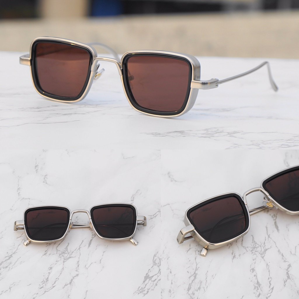 Retro Square Silver Brown Sunglasses For Men And Women-Unique and Classy