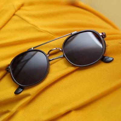 Full Black Metal Frame Unisex Round Sunglasses For Men and Women-Unique and Classy
