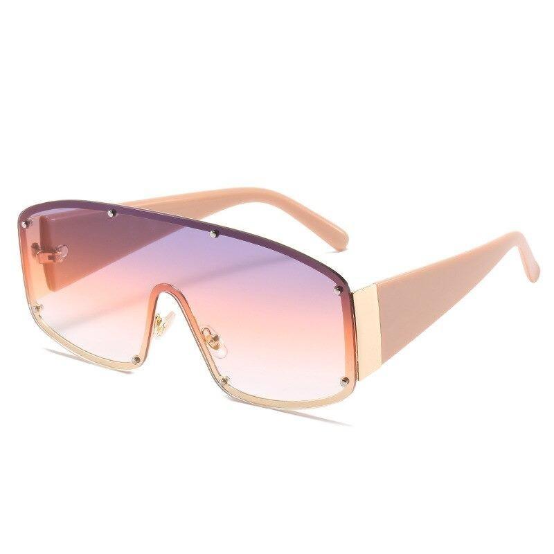 Oversized One Lens Brown Gradient Vintage Sunglasses For Men And Women-Unique and Classy