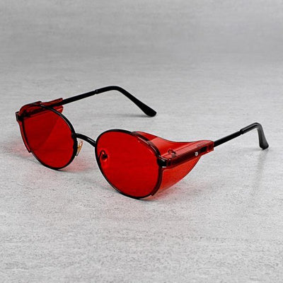 Vintage Round Side Cap Red Candy Sunglasses For Men And Women-Unique and Classy