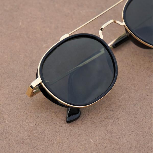 Black And Gold S4612 Metal Frame Polarized Round Sunglasses For Men And Women-Unique and Classy