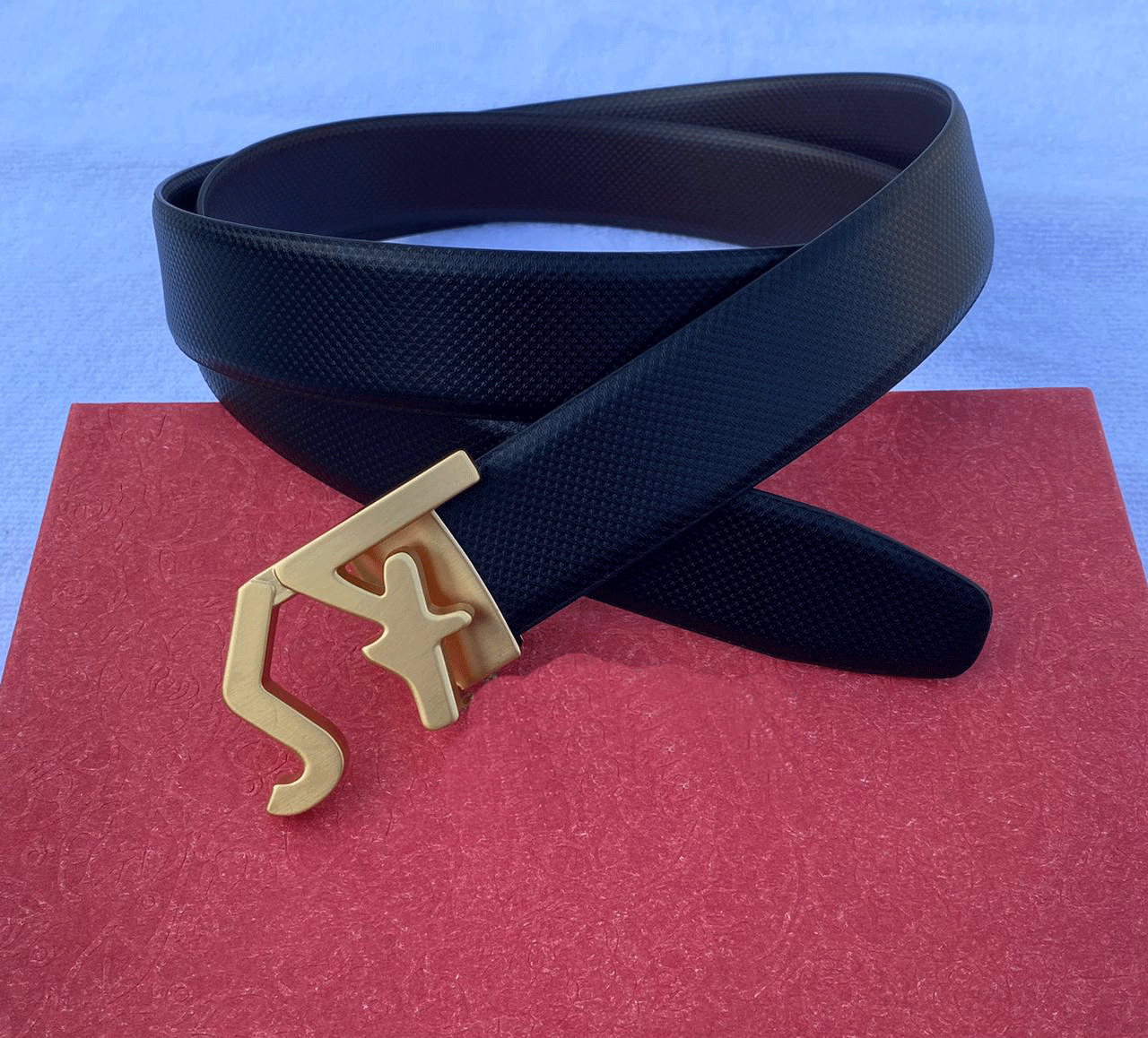 SF Letter Leather Strap Belt With Pressing Buckle-Unique and Classy