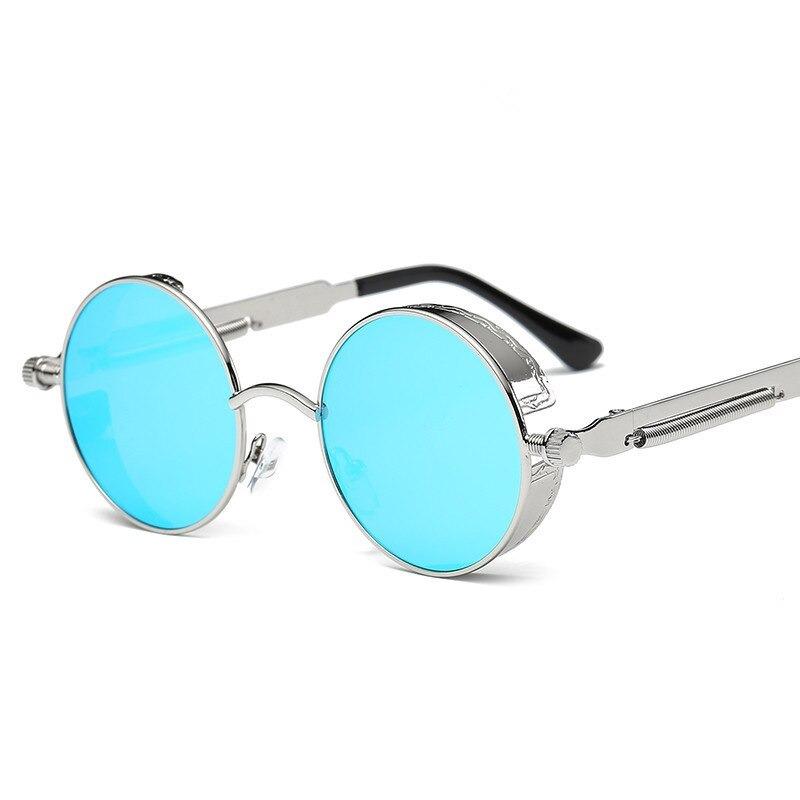 Steampunk Retro Fashion Round Metal Brand Designer Sunglasses For Unisex-Unique and Classy