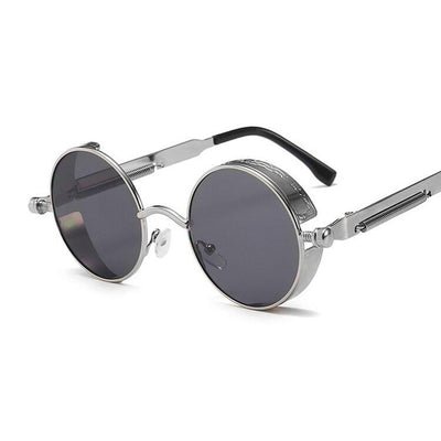 Designer Vintage Steampunk Brand Round Metal Frame Sunglasses For Unisex-Unique and Classy