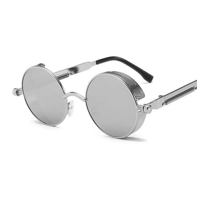 Designer Vintage Steampunk Brand Round Metal Frame Sunglasses For Unisex-Unique and Classy