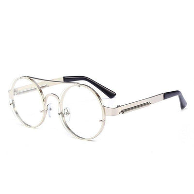 Vintage Round Steampunk Brand Blue Blocking UV400 Metal Designer Eyeglasses Spectacle Frame For Men And Women