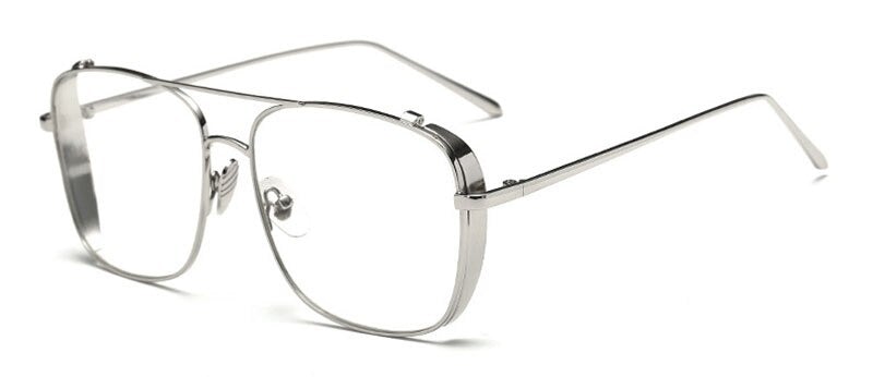 Metal Punk Square Frame Clear Lens Sunglasses For Unisex-Unique and Classy