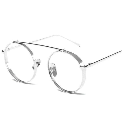 Round Thick Frame Transparent Lenses Classic Vintage Sunglasses For Unisex-Unique and Classy