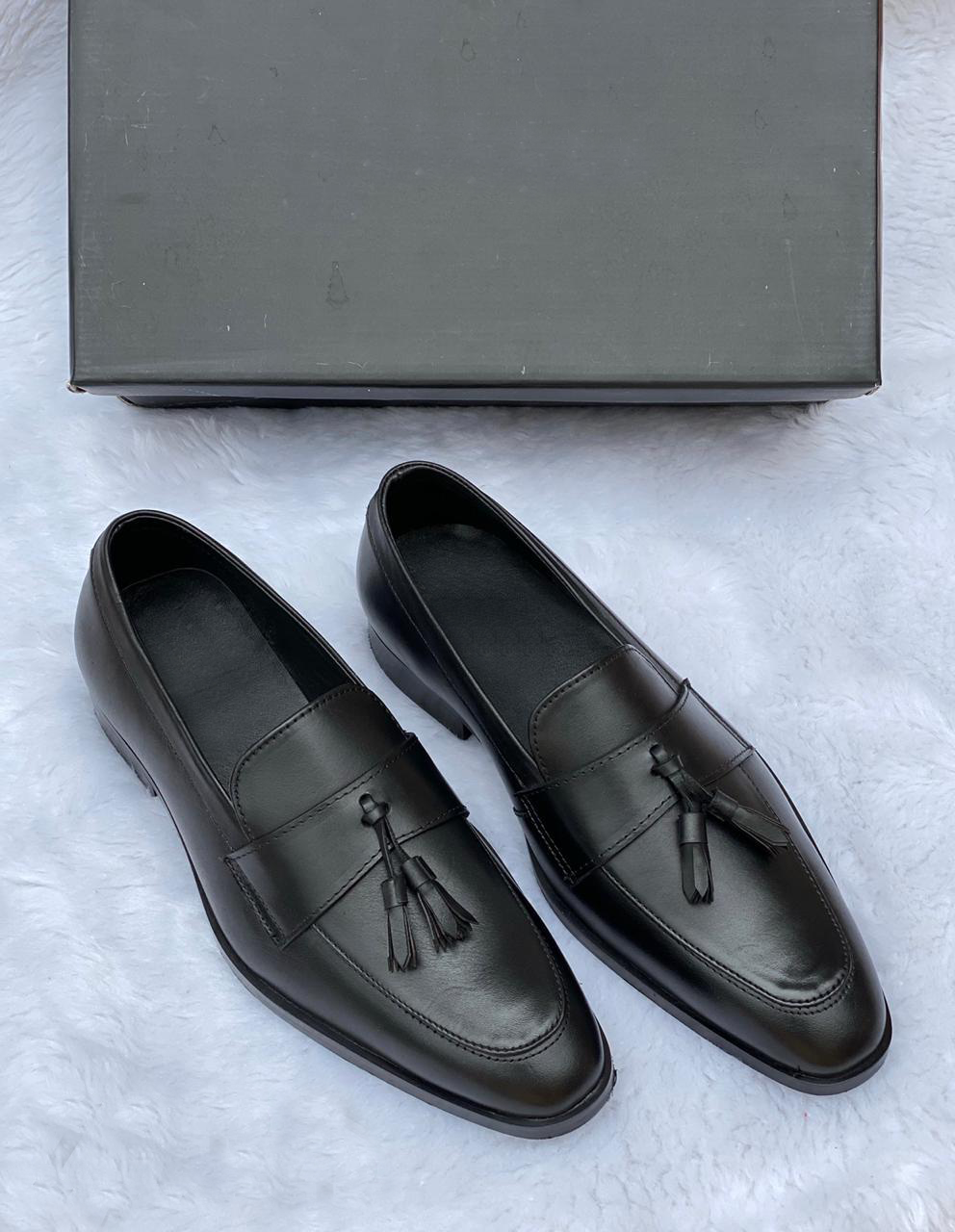 Leather Patent Slipons With Tassles For Men-Unique and Classy