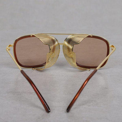 Classic Dictator Gold Brown Sunglasses For Men And Women-Unique and Classy