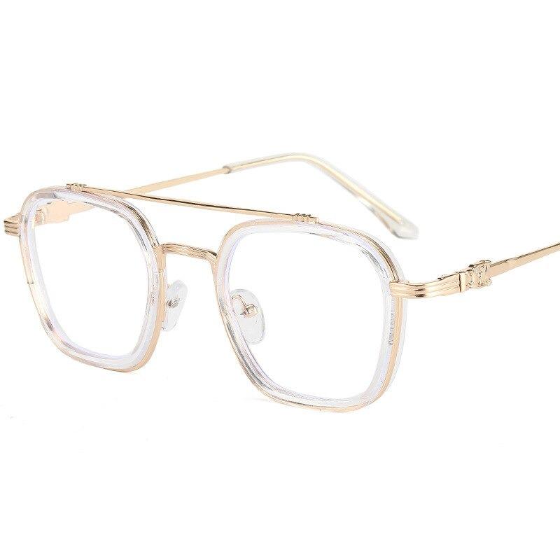 Trendy Aviation Clear Blue Blocking Lens Small Square Eyeglasses Spectacle Frame For Men And Women