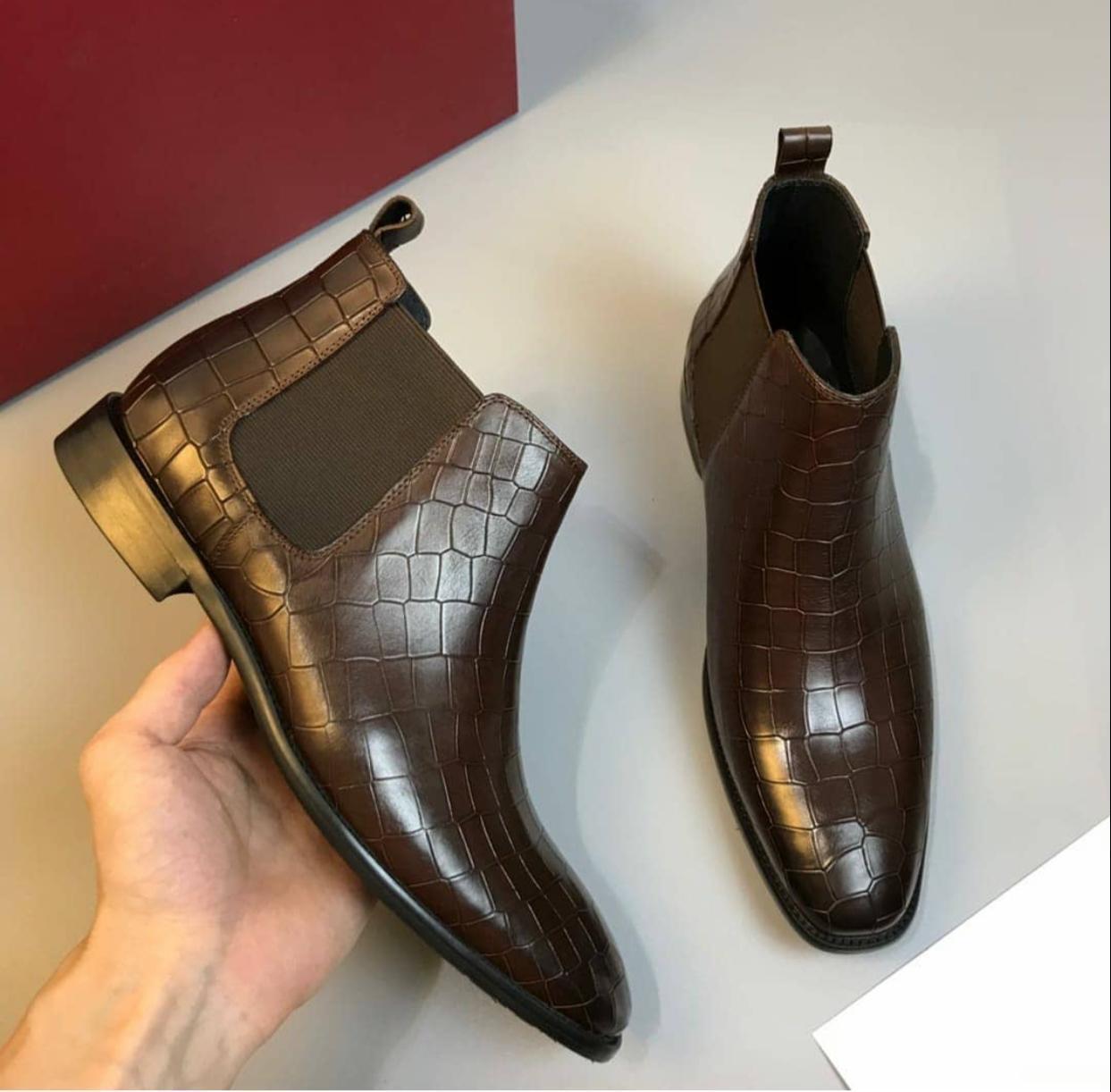Stylish Croco Italian Casual And Party Wear Boots For Men's -Unique and Classy