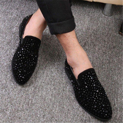 Fashionable Black Rhinestone Casual,Wedding,Party Wear Moccasins Loafer Shoes-Unique and Classy