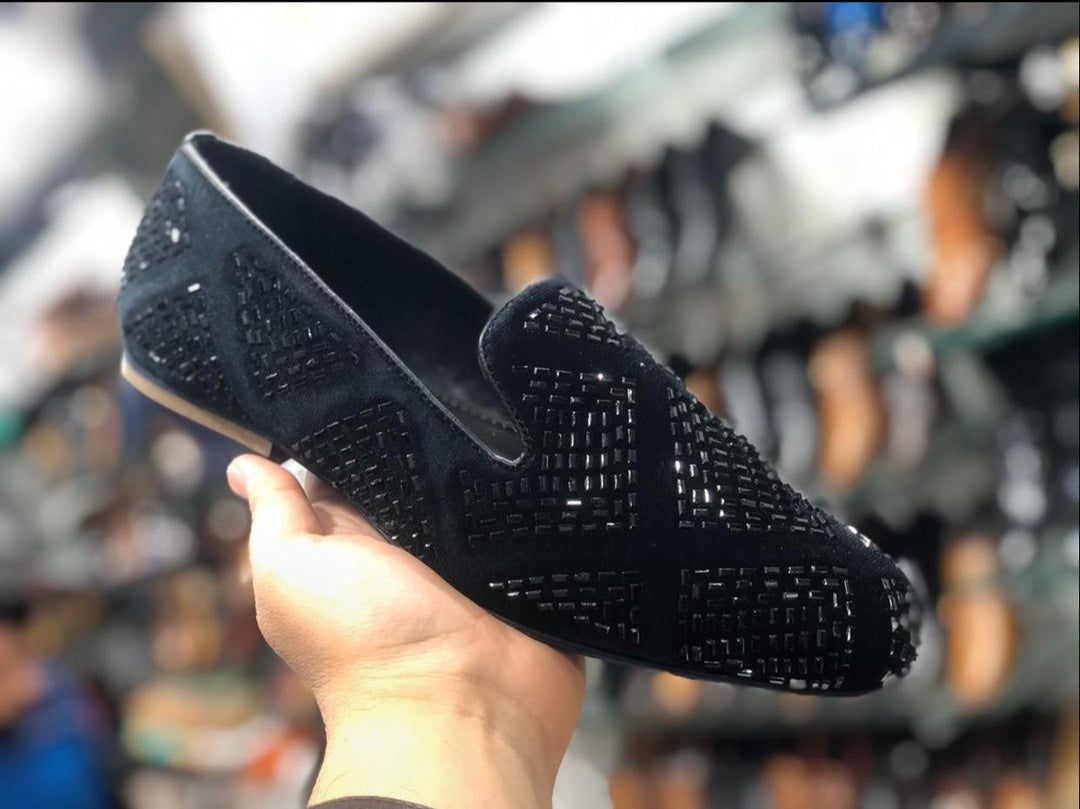 Black Diamond Rhinestones Designer Loafers,Wedding,Party  display picture 2