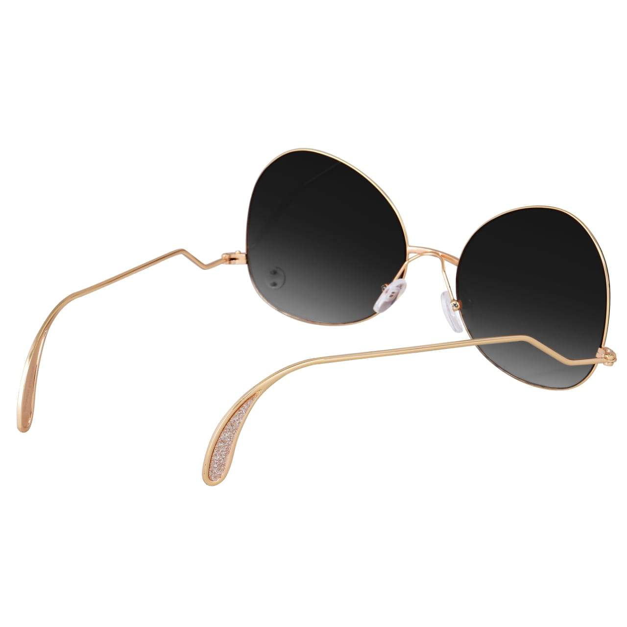 Round Rimless Aviator Gold Black Gradient Sunglasses For Women-Unique and Classy