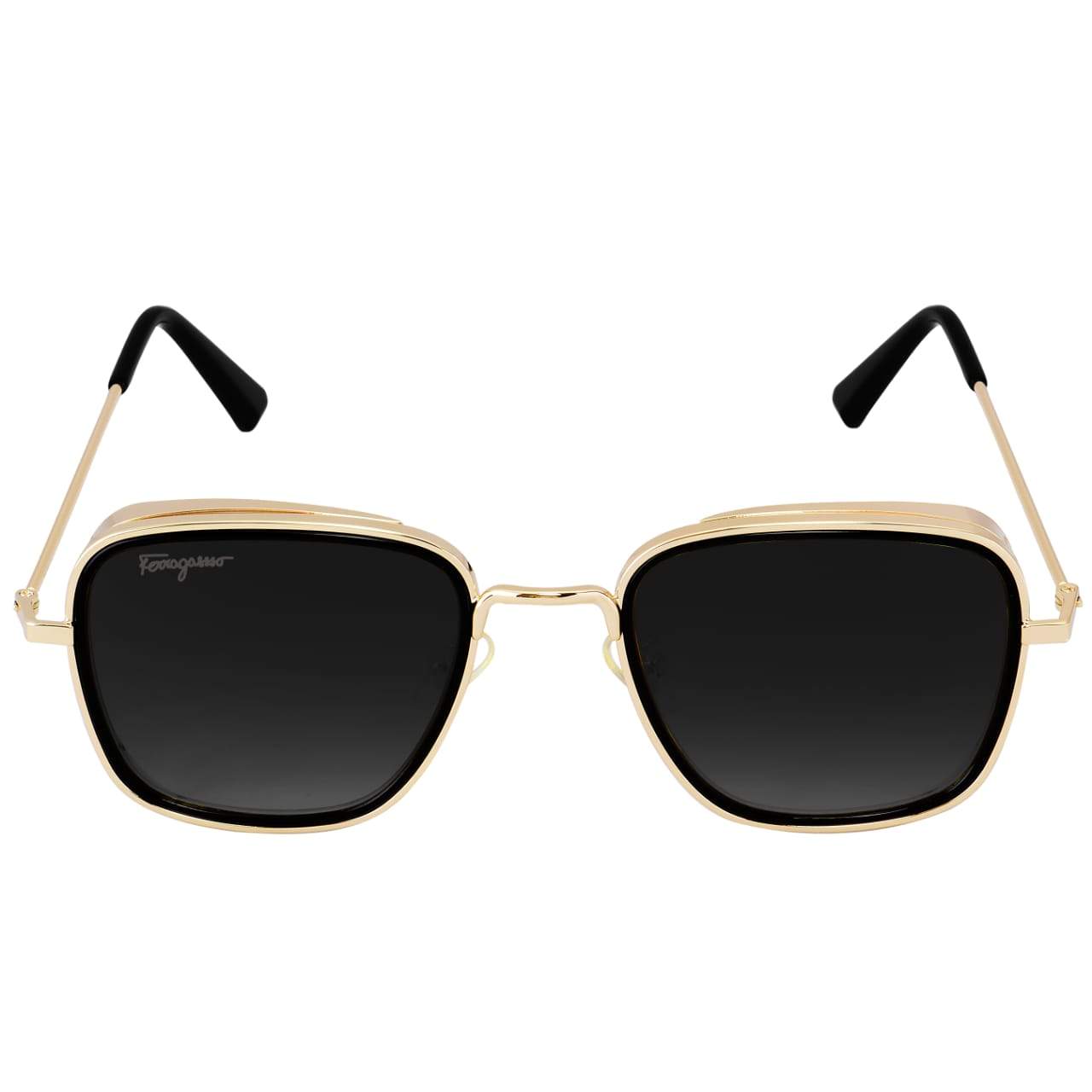 Stylish Square Gold Black Sunglasses For Men And Women-Unique and Classy
