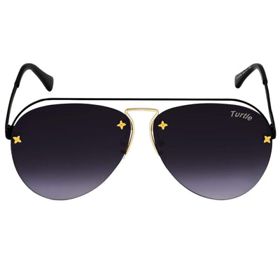 Stylish Half Rimless Aviator Pattern Premium Quality Black Gradient Sunglasses For Men And Women-Unique and Classy