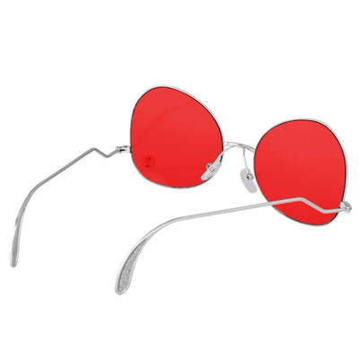 Round Rimless Aviator Red Candy Sunglasses For Women-Unique and Classy