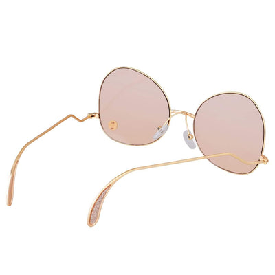 Round Rimless Aviator Pink Gradient Sunglasses For Women-Unique and Classy
