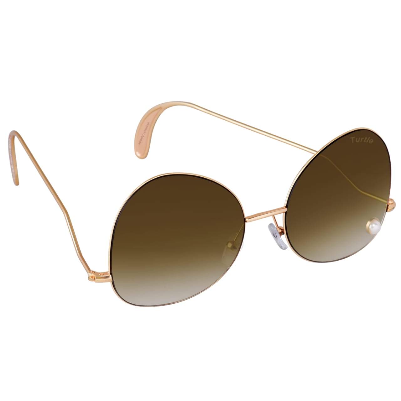 Round Rimless Aviator Brown Gradient Sunglasses For Women-Unique and Classy