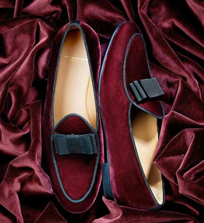 Superglamourous Velvet Bow Moccasins Men Suede Shoes Fashion Business And Partywear Loafer-Unique and Classy