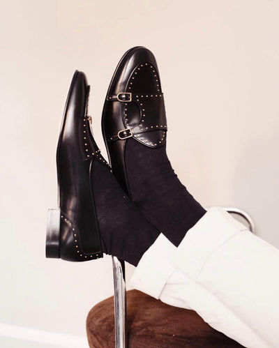 Stylish Stud Monk Business And Partywear Leather Slip On Loafer-Unique and Classy
