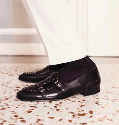 Stylish Stud Monk Business And Partywear Leather Slip On Loafer-Unique and Classy