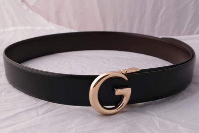 Trendy G Letter Buckle High Quality Smooth Leather Belt For Unisex-Unique and Classy