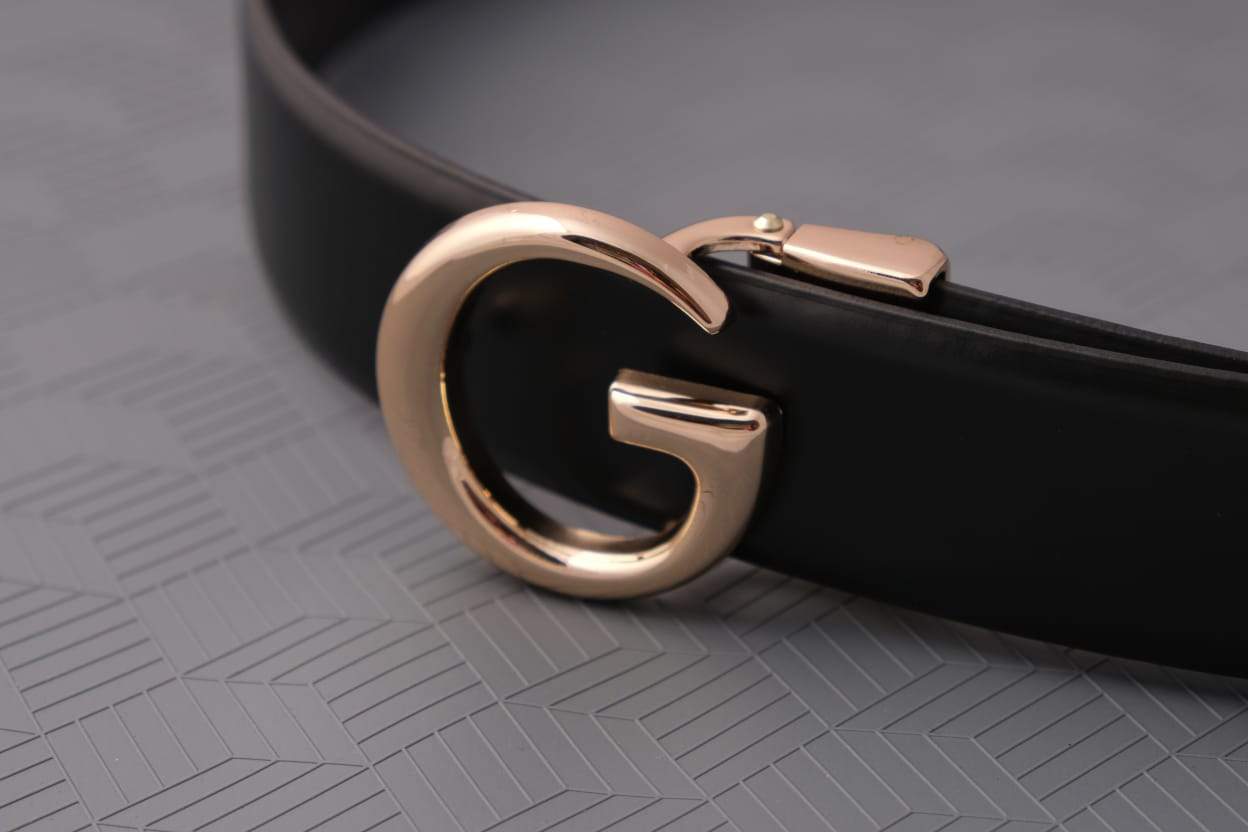 Trendy G Letter Buckle High Quality Smooth Leather Belt For Unisex-Unique and Classy
