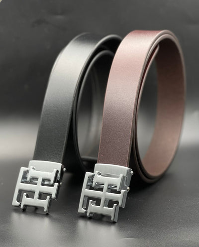 Stylish TH Pattern Buckle Leather Strap Belt For Men's-Unique and Classy