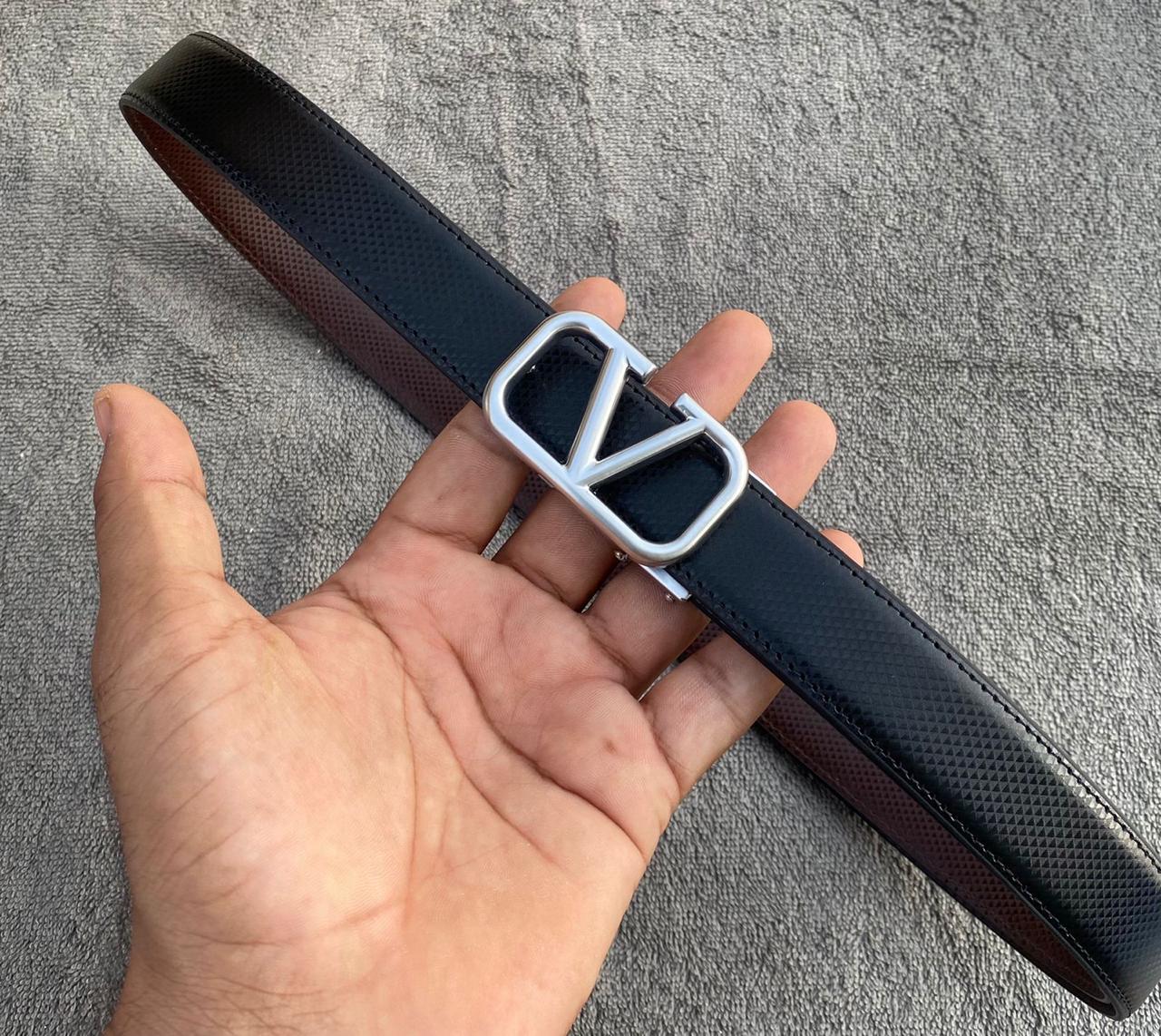 V Pattern Leather Strap Belt For Men's-Unique and Classy