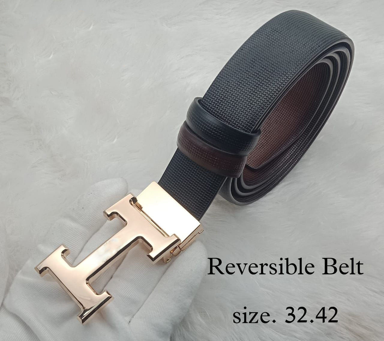 Fashionable H Letter Buckle With Reversible Strap For Men's-Unique and Classy