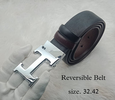 Fashionable H Letter Buckle With Reversible Strap For Men's-Unique and Classy