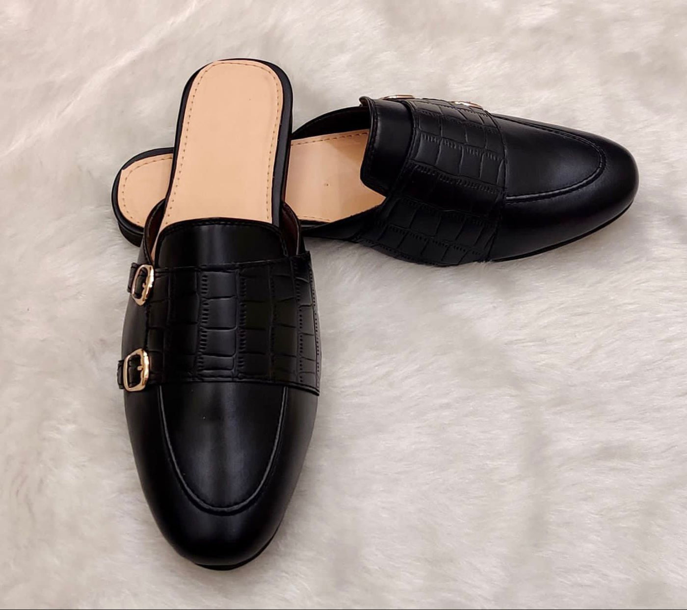 Men's Premium Quality Double Buckle Monk Backless Slip-On Mule Shoes-UniqueandClassy