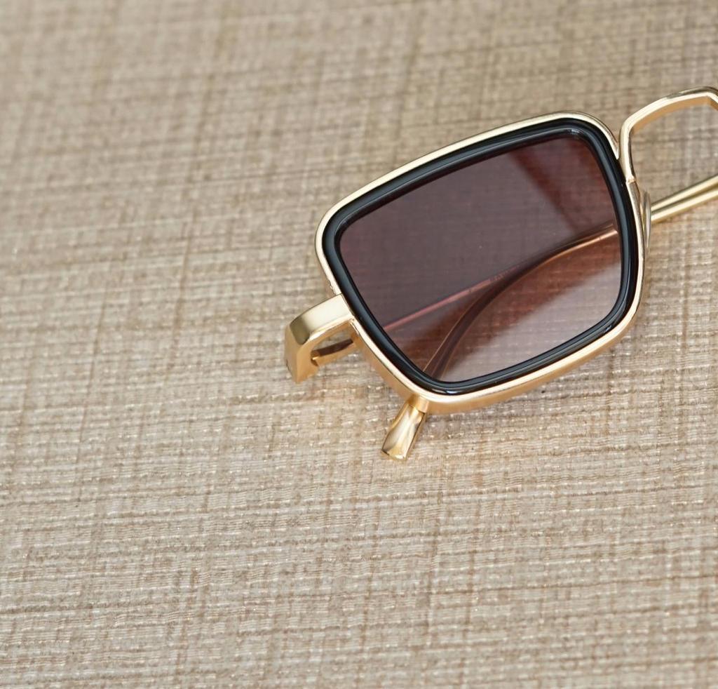 Retro Square Gold Brown Sunglasses For Men And Women-Unique and Classy