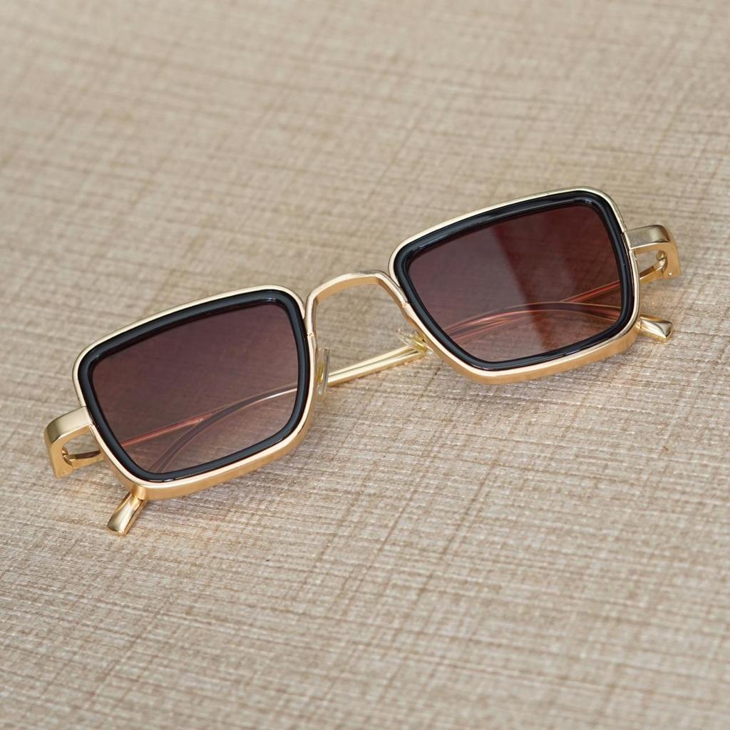 Retro Square Gold Brown Sunglasses For Men And Women-Unique and Classy