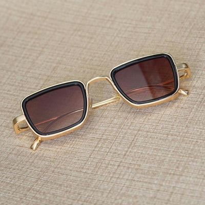 Gold And Brown Retro Square Sunglasses For Men And Women-Unique and Classy