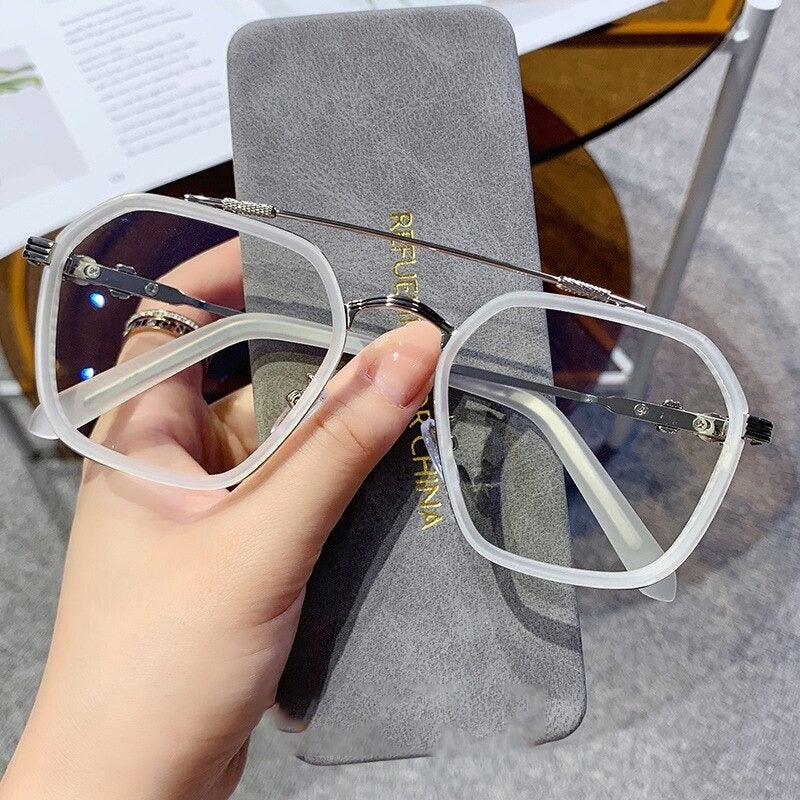 Retro Fashion Metal Frame Clear Lens Sunglasses For Unisex-Unique and Classy