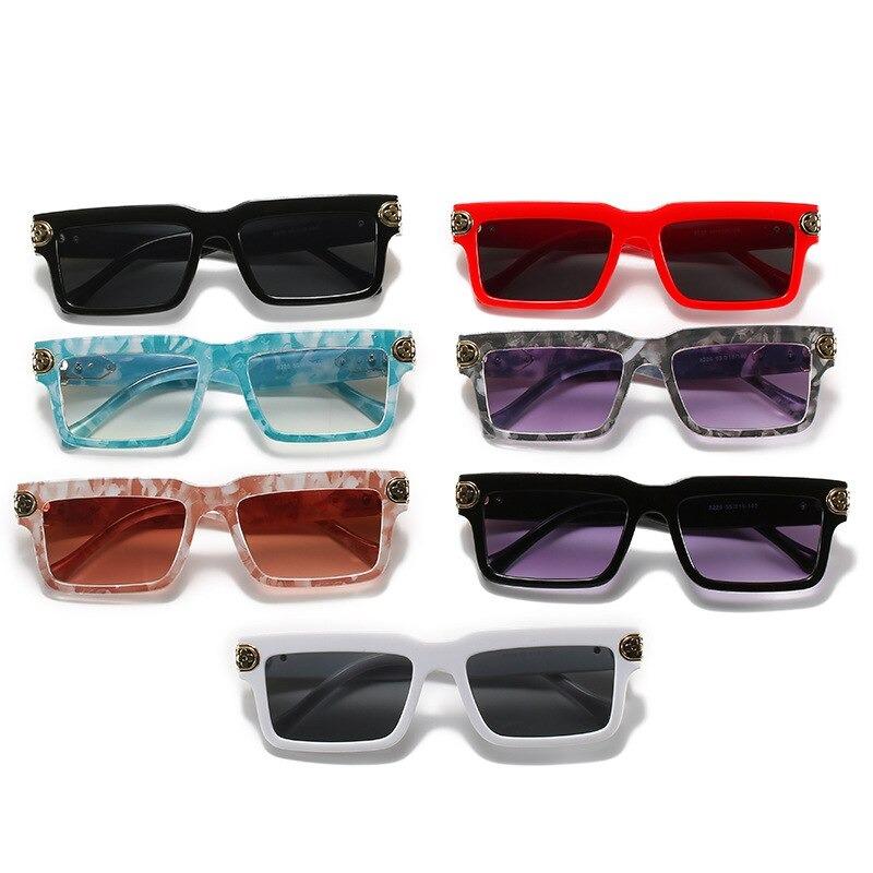 New Box European and American Personality Square Fashion Bag Flower Colorful Gradient Sunglasses-Unique and Classy