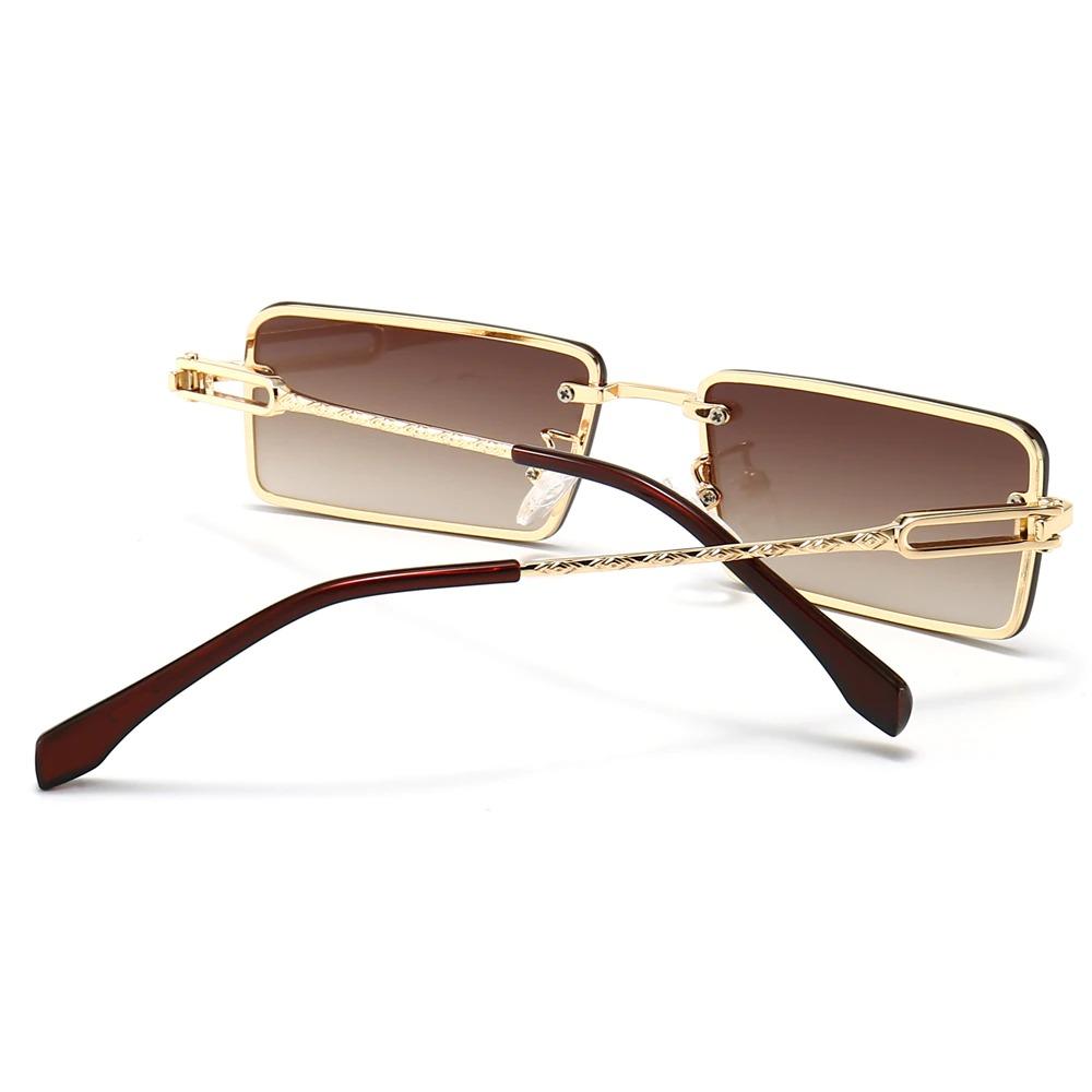 Stylish Retro Square Frameless Classic Vintage Brand Metal Narrow Designer Frame Sunglasses For Men And Women-Unique and Classy